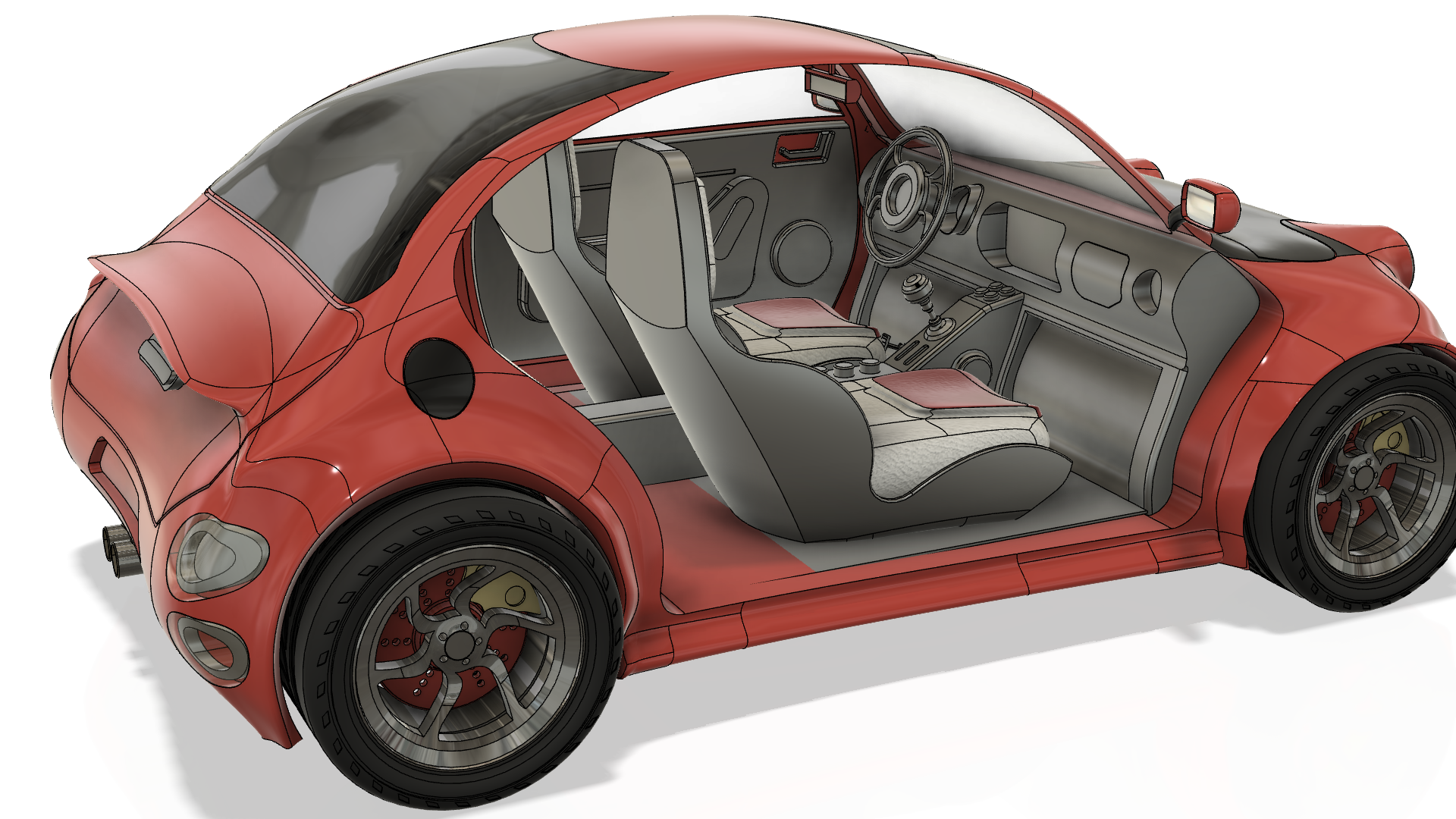 小型汽车造型3D图纸 step iges格式